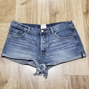Twelve By Ontwelfth Denim Blue Jean Shorts 28 Womens Button Fly Rolled Cuff 33x2